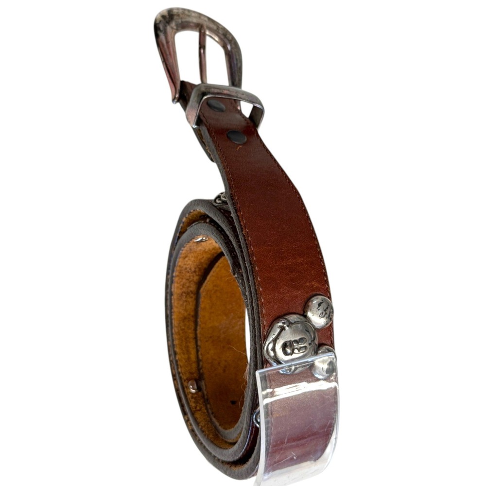 1992 Womens Brighton Disney Belt Mickey Mouse Brown Leather Medium 30 5017M - Picture 2 of 9